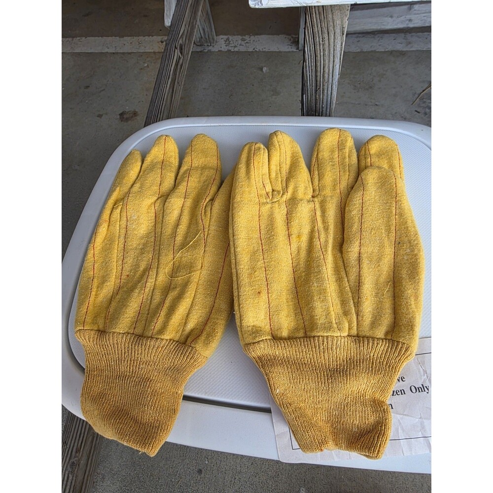NEW 6 PAIRS THICK COTTON YELLOW FABRIC UTILITY WORK GLOVES